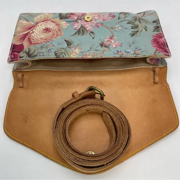 🪻RARE 🌷Vintage Ralph Lauren Floral Envelope Clutch Crossbody in Light Blue - Picture 11 of 15